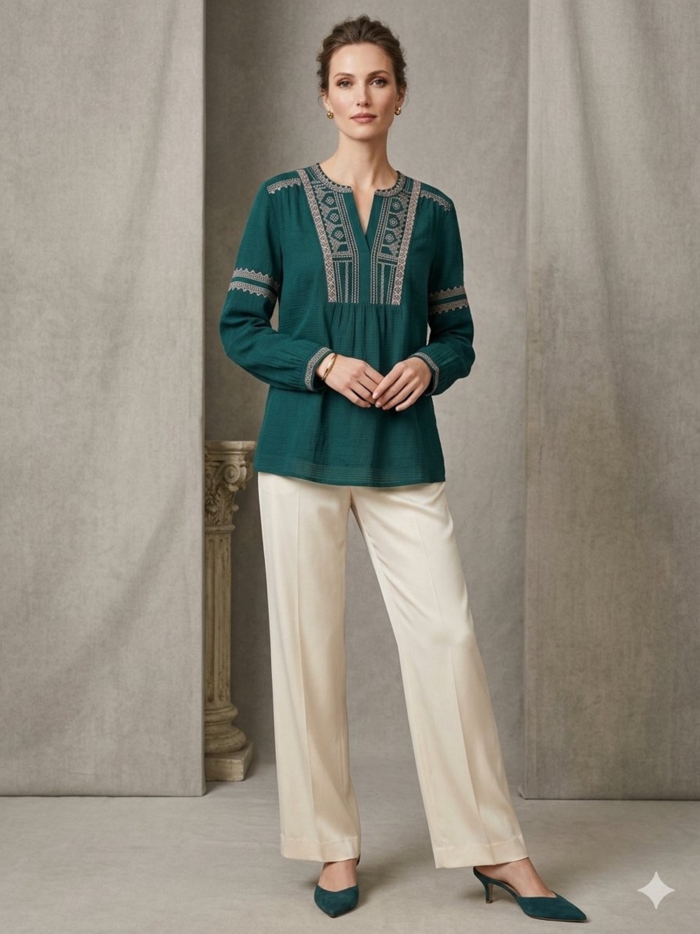 J Jill Embroidered Tunic Top